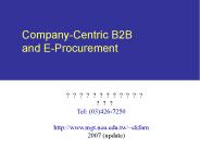 Company-Centric B2B and E-Procurement