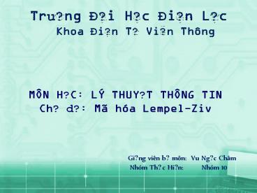 Lý Thuyết Thông Tin