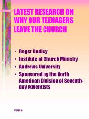 LATEST RESEARCH ON WHY OUR TEENAGERS LEAVE THE CHURCH