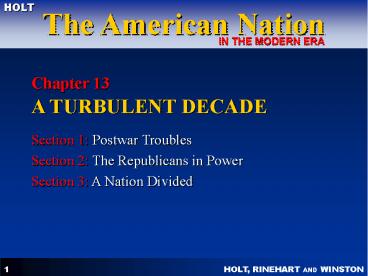 Chapter 13 A TURBULENT DECADE