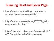 Running Head and Cover Page