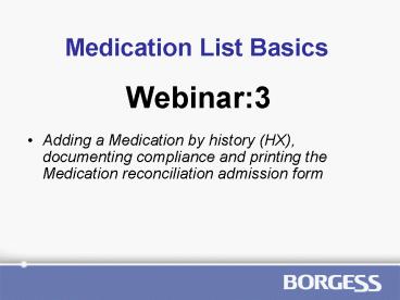 Medication List Basics