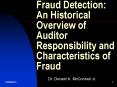 Fraud Detection: An Historical Overview of Auditor Responsibility and Characteristics of Fraud PowerPoint PPT Presentation