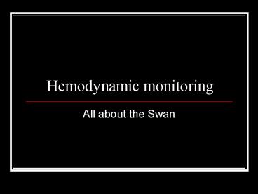 Hemodynamic monitoring