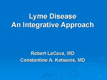 Lyme Disease An Integrative Approach