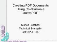 Creating PDF Documents Using ColdFusion