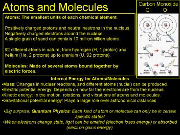 Atoms and Molecules