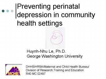 Preventing perinatal depression in community health settings