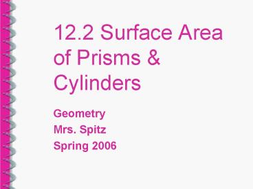 12.2 Surface Area of Prisms