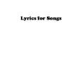 Lyrics for Songs PowerPoint PPT Presentation
