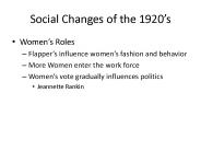 Social Changes of the 1920