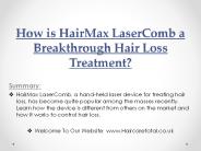 How is HairMax LaserComb a Breakthrough Hair Loss Treatment?