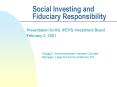 Social Investing and Fiduciary Responsibility PowerPoint PPT Presentation