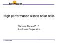 High performance silicon solar cells PowerPoint PPT Presentation