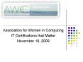 Association for Women in Computing PowerPoint PPT Presentation