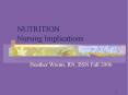 NUTRITION Nursing Implications PowerPoint PPT Presentation