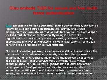 Gluu embeds TiQR for secure and free multi-factor authentication