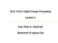 EELE 5310: Digital Image Processing Lecture 1  Eng. Ruba A. Salamah Rsalamah @ iugaza.Edu PowerPoint PPT Presentation