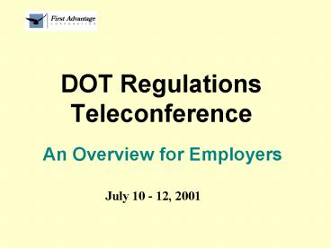 DOT Regulations Teleconference
