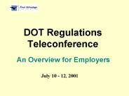 DOT Regulations Teleconference