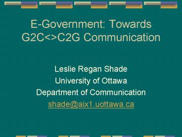E-Government: Towards G2C<>C2G Communication