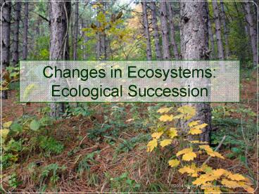 Changes in Ecosystems: Ecological Succession