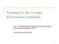 Training for the Georgia Performance Standards PowerPoint PPT Presentation