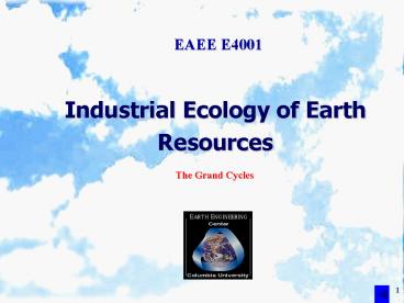 Industrial Ecology of Earth Resources