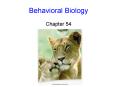 Behavioral Biology  Chapter 54 PowerPoint PPT Presentation