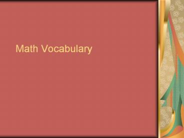 Math Vocabulary