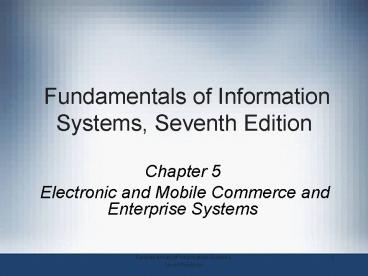 Electronic and Mobile Commerce and Enterprise Systems