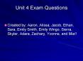 Unit 4 Exam Questions PowerPoint PPT Presentation
