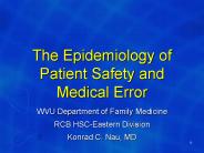 The Epidemiology of Patient Safety and Medical Error