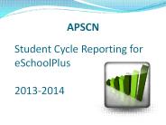 Student Cycle Reporting for eSchoolPlus 2013-2014