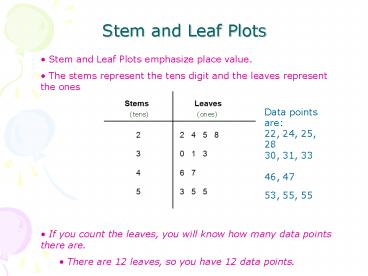 Stem and Leaf Plots