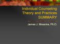 Individual Counseling Theory and Practices SUMMARY PowerPoint PPT Presentation