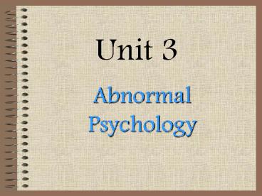 Abnormal Psychology