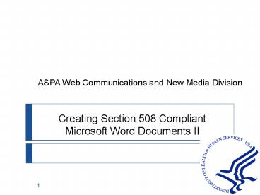 Creating Section 508 Compliant Microsoft Word Documents II