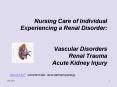 Nursing Care of Individual Experiencing a Renal Disorder:  Vascular Disorders Renal Trauma Acute Kidney Injury PowerPoint PPT Presentation