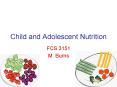 Child and Adolescent Nutrition PowerPoint PPT Presentation