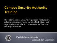 Campus Security Authority Training