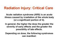 Radiation Injury: Critical Care