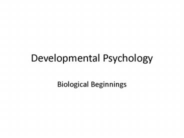 Developmental Psychology