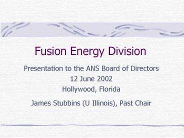 Fusion Energy Division