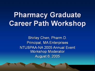 Pharmacy Graduate Career Path Workshop