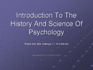 Introduction To The History And Science Of Psychology