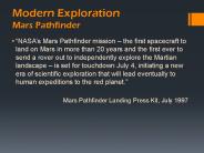 Modern Exploration Mars Pathfinder