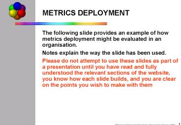 METRICS DEPLOYMENT