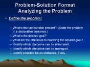Problem-Solution Format Analyzing the Problem