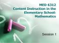 MED 6312 Content Instruction in the Elementary School: Mathematics PowerPoint PPT Presentation